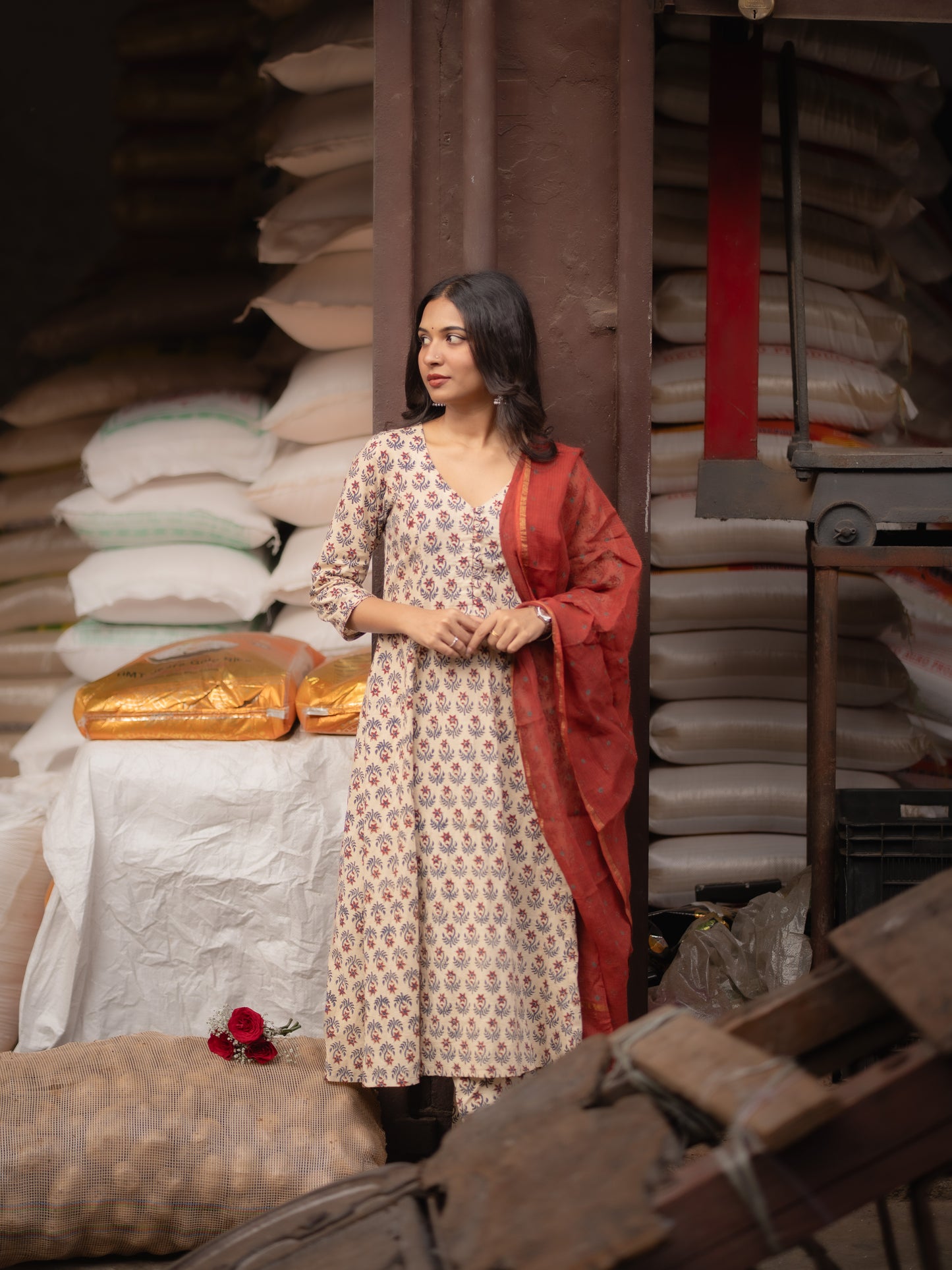 Maya Beige Bagru Co-ord Set