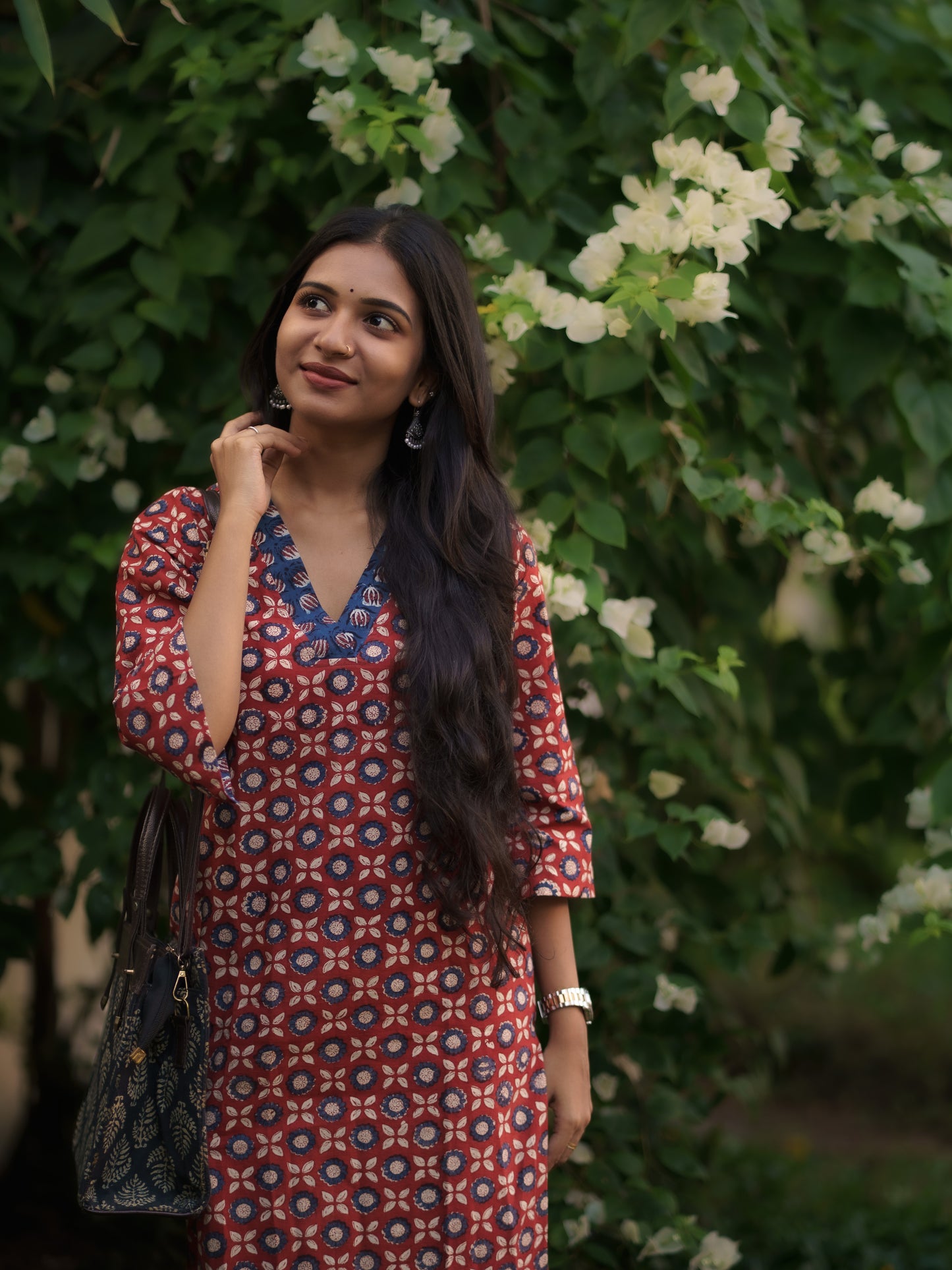 Mandaaram Madder Red Bagru Kurta