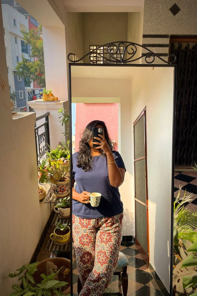 Ajrakh Lazy Pants Floral Beige