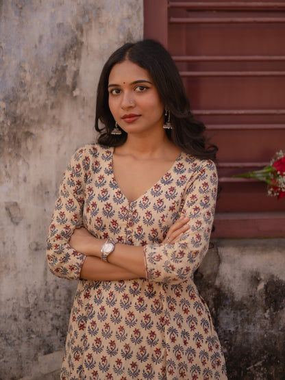 Maya Beige Bagru Co-ord Set