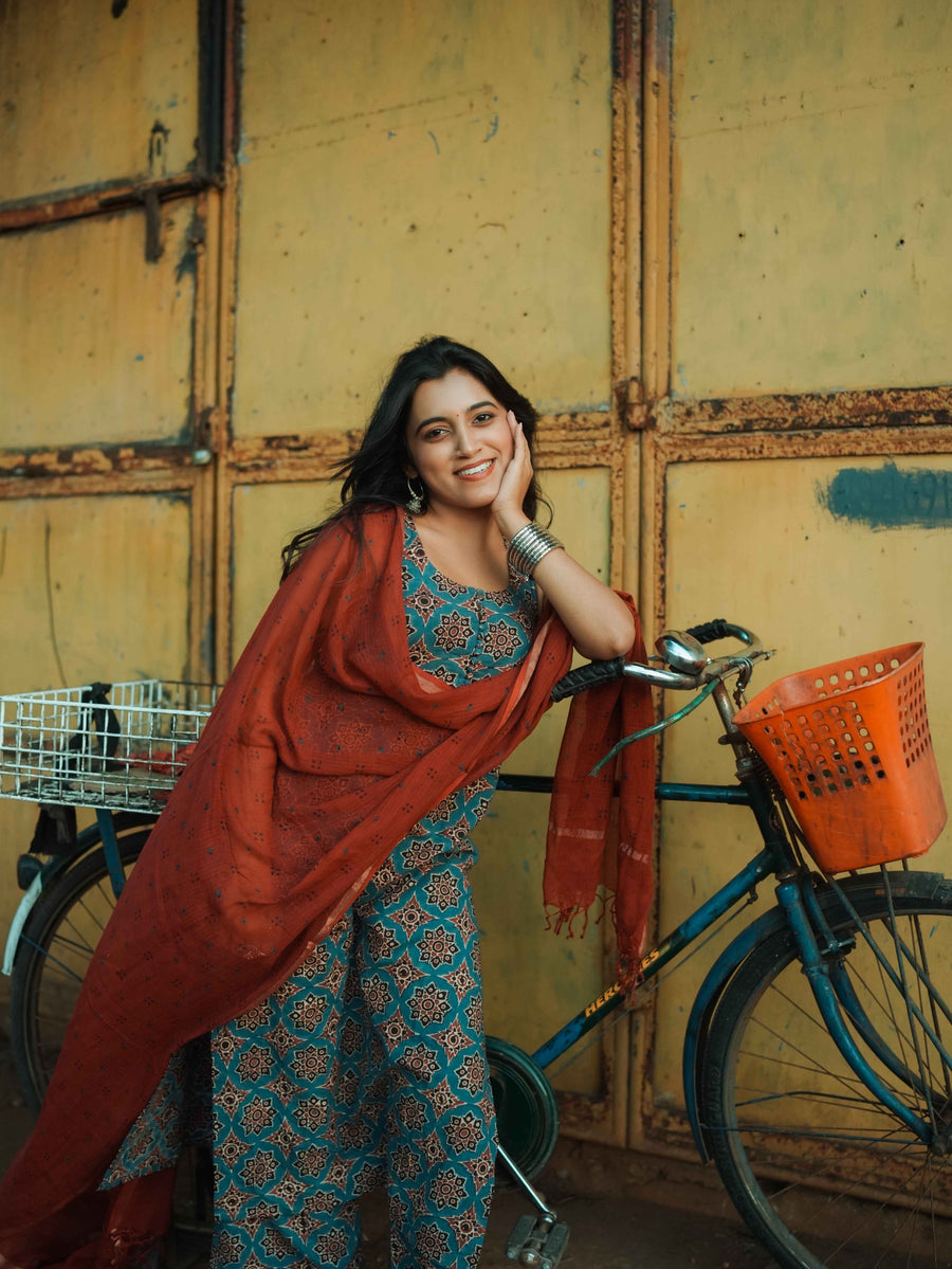 Varnam Indigo Ajrakh Co-ord Set