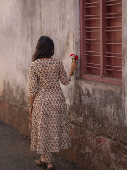 Maya Beige Bagru Co-ord Set