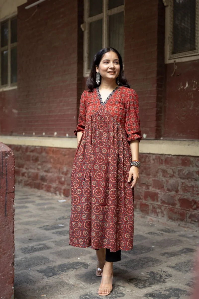 Amer Madder Red Ajrakh Kurta