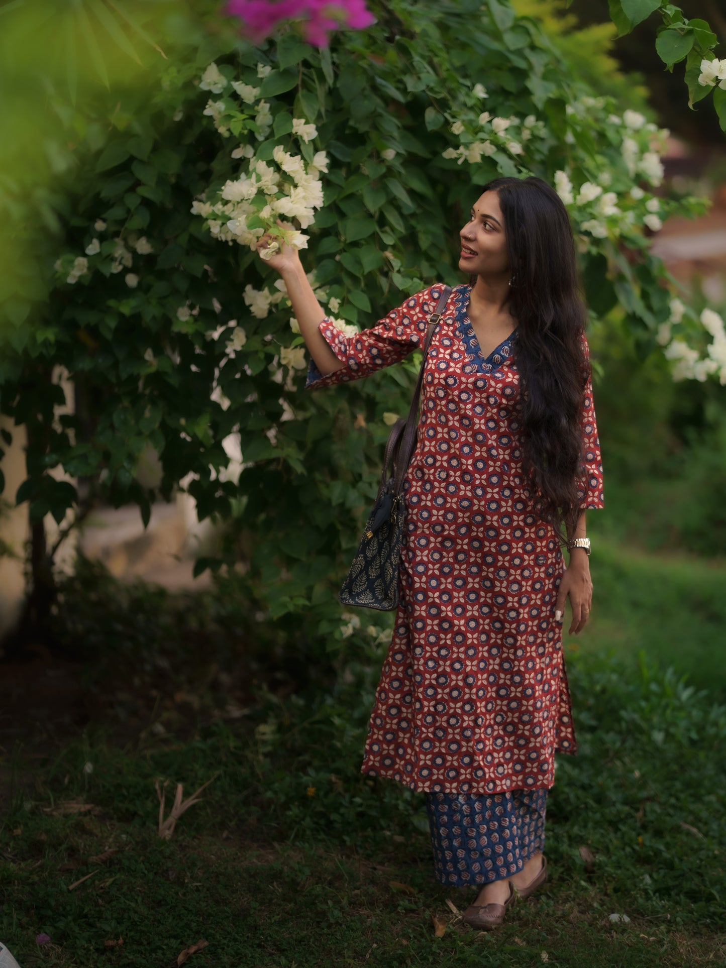 Mandaaram Madder Red Bagru Kurta