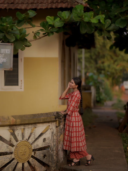 Taamara Madder Red Bagru Kurta