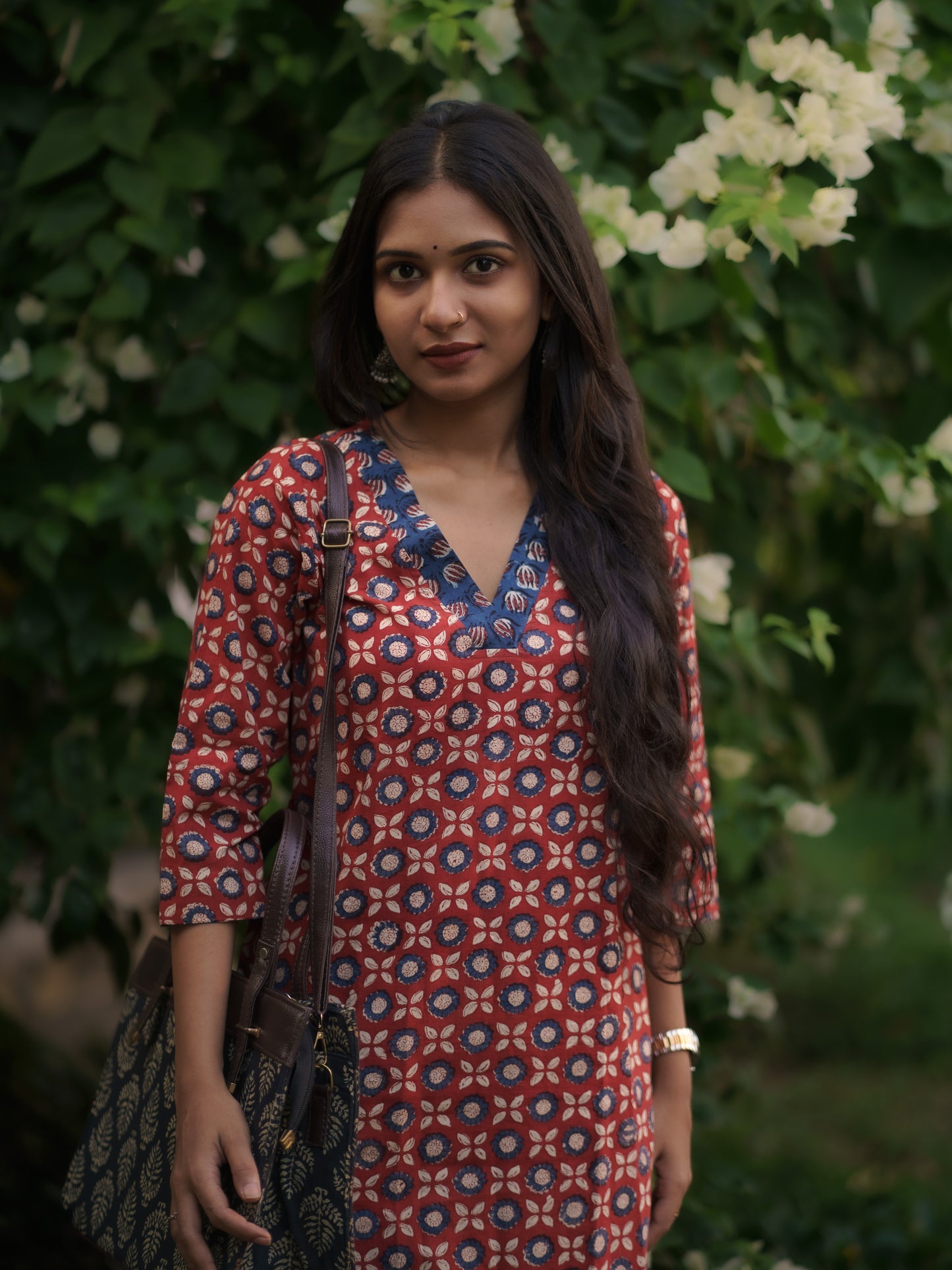 Mandaaram Madder Red Bagru Kurta