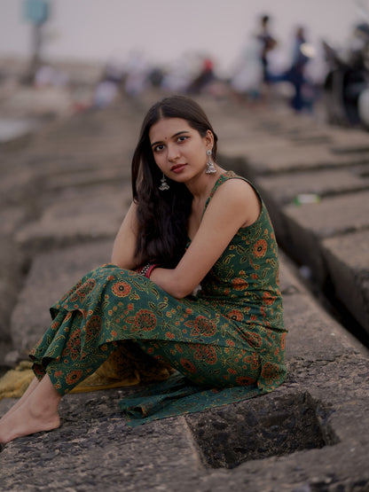 Varnam Hara Ajrakh Co-ord Set