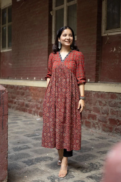 Amer Madder Red Ajrakh Kurta