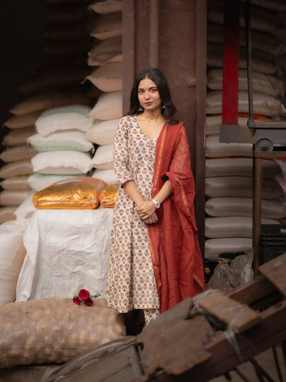 Maya Beige Bagru Co-ord Set
