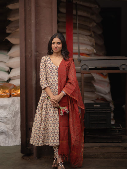 Maya Beige Bagru Co-ord Set