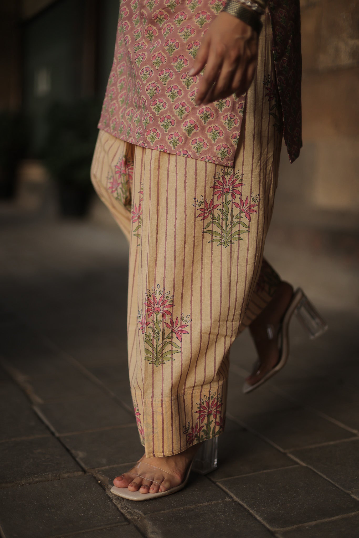 Hriday Dusty Pink Sanganeri Farsi Salwar Set