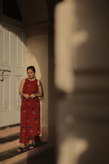 Laya Madder Red Ajrakh Co-ord Set