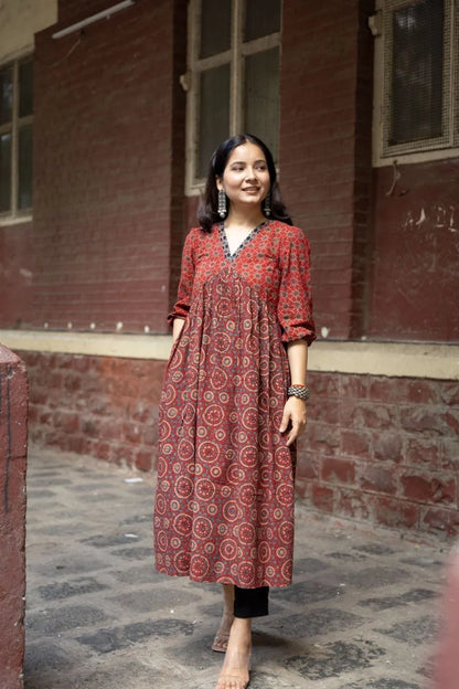 Amer Madder Red Ajrakh Kurta