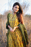 Mehndi Green Chanderi Silk Dupatta with mirror work