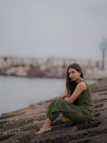 Varnam Hara Ajrakh Co-ord Set