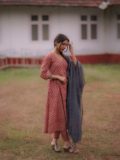 Maya Madder Red Bagru Co-ord Set