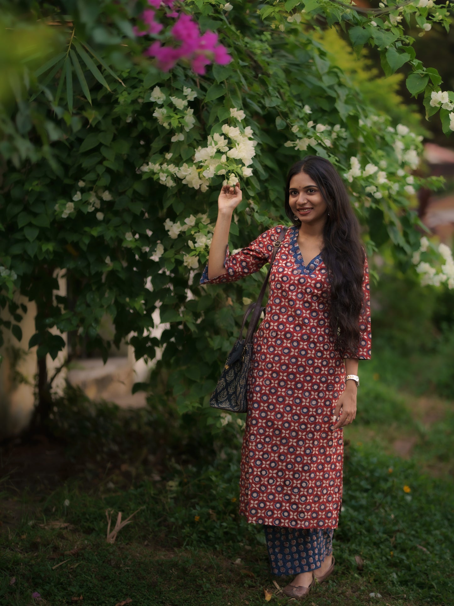 Mandaaram Madder Red Bagru Kurta
