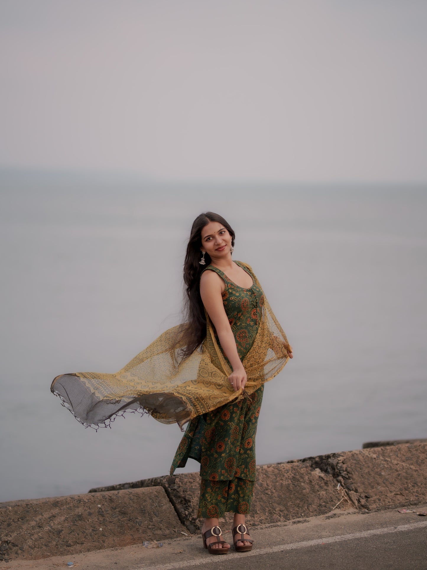 Varnam Hara Ajrakh Co-ord Set