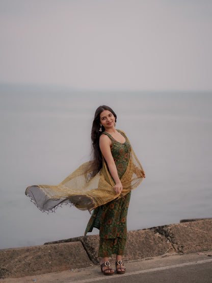 Varnam Hara Ajrakh Co-ord Set