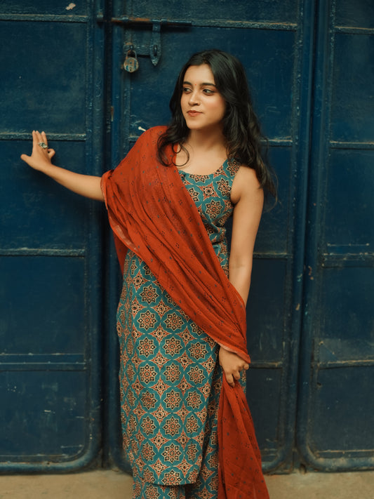Varnam Indigo Ajrakh Co-ord Set