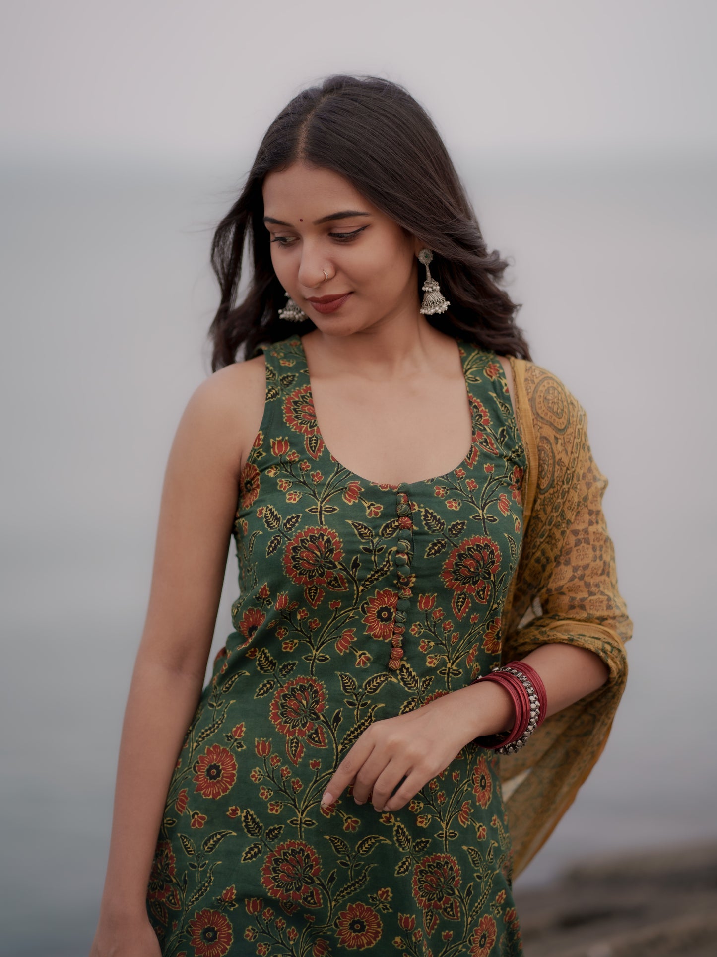 Varnam Hara Ajrakh Co-ord Set