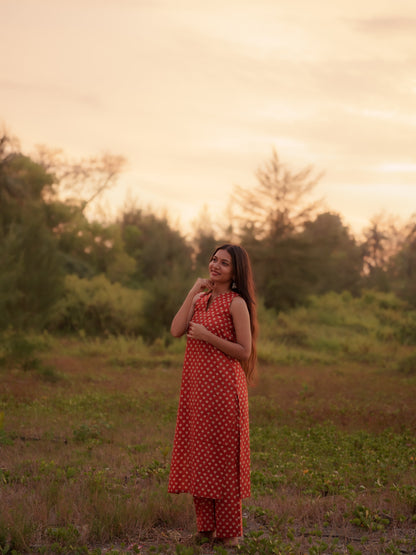 Gamyam Madder Red Bagru Co-ord Set