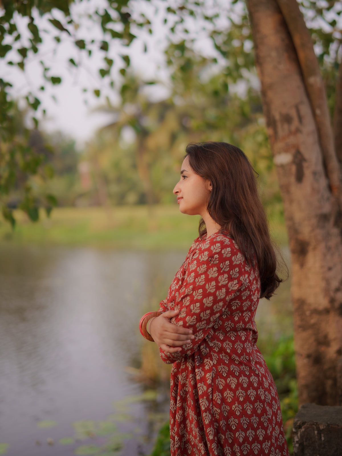 Katha Kalidaar Madder Red Bagru Co-ord Set