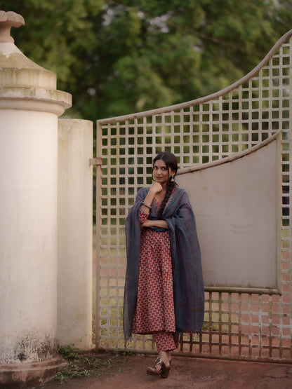 Maya Madder Red Bagru Co-ord Set