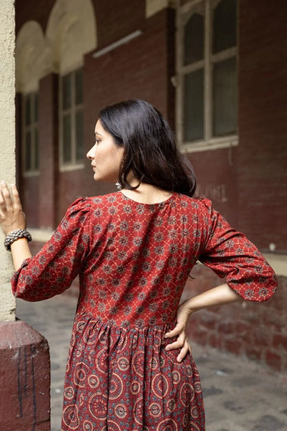Amer Madder Red Ajrakh Kurta