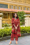 Mannat Madder Red Ajrakh Set