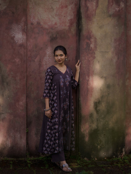 Kaaya Black Ajrakh Kalidaar Set