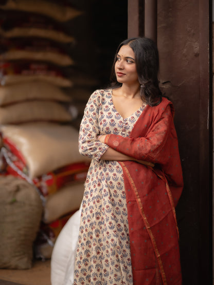 Maya Beige Bagru Co-ord Set