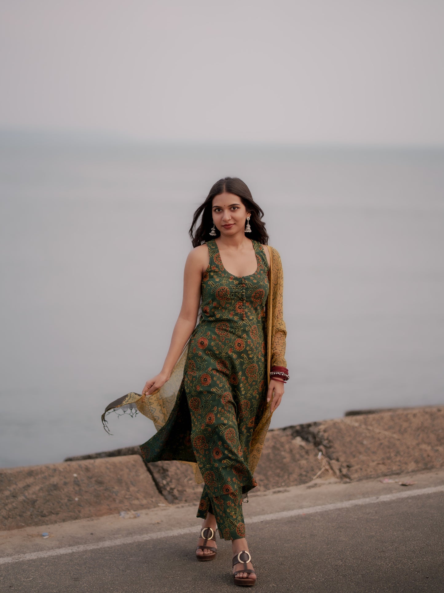 Varnam Hara Ajrakh Co-ord Set