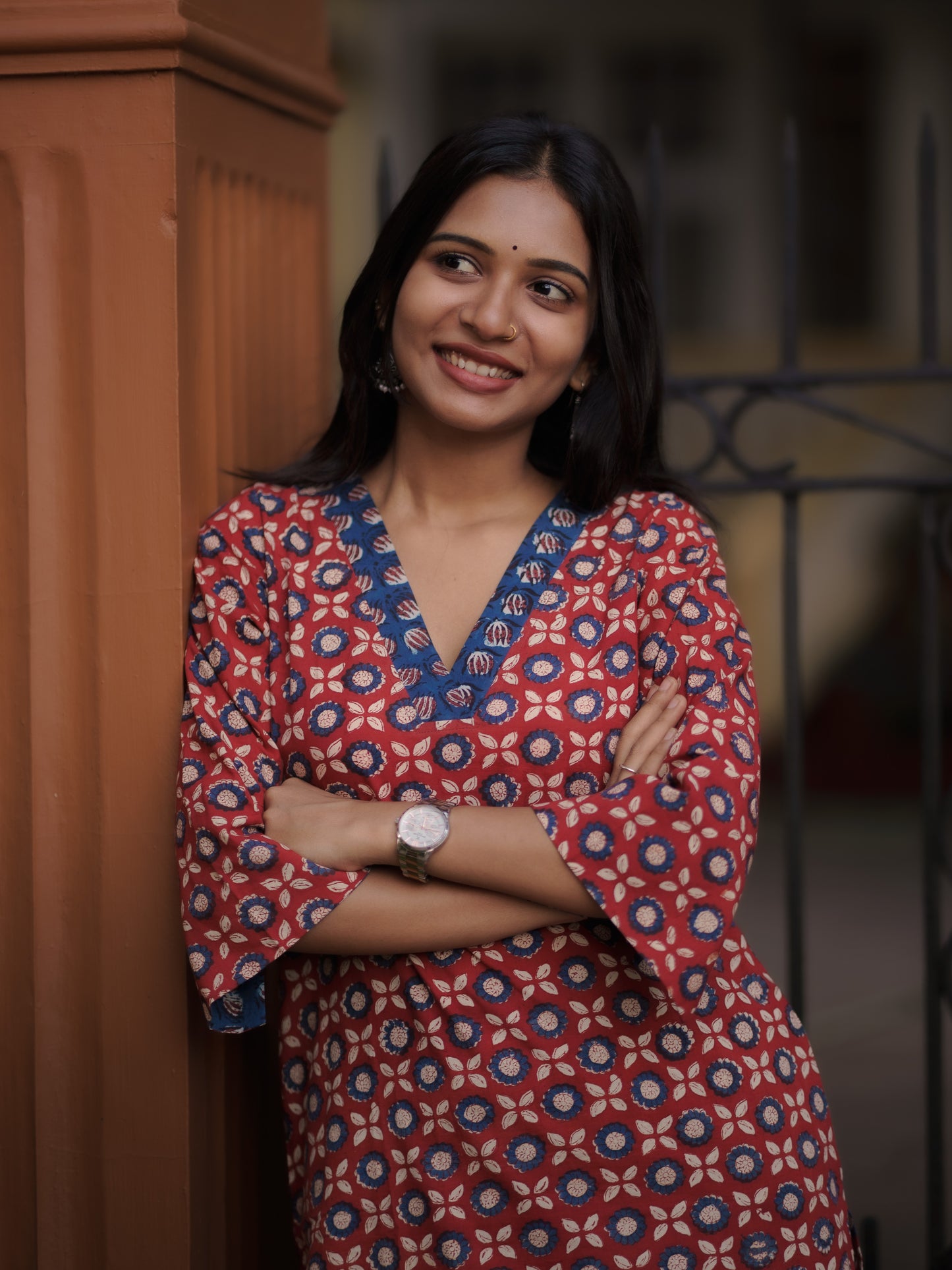 Mandaaram Madder Red Bagru Kurta
