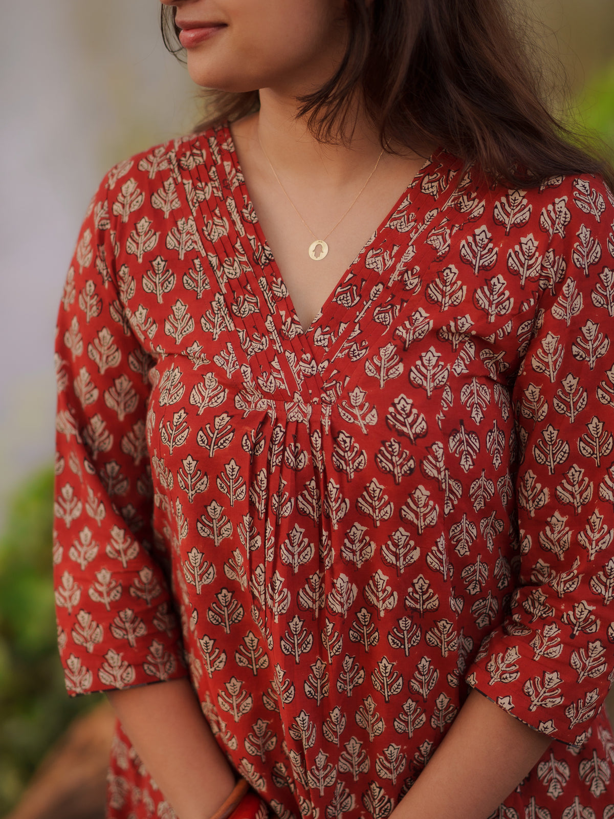 Katha Kalidaar Madder Red Bagru Co-ord Set