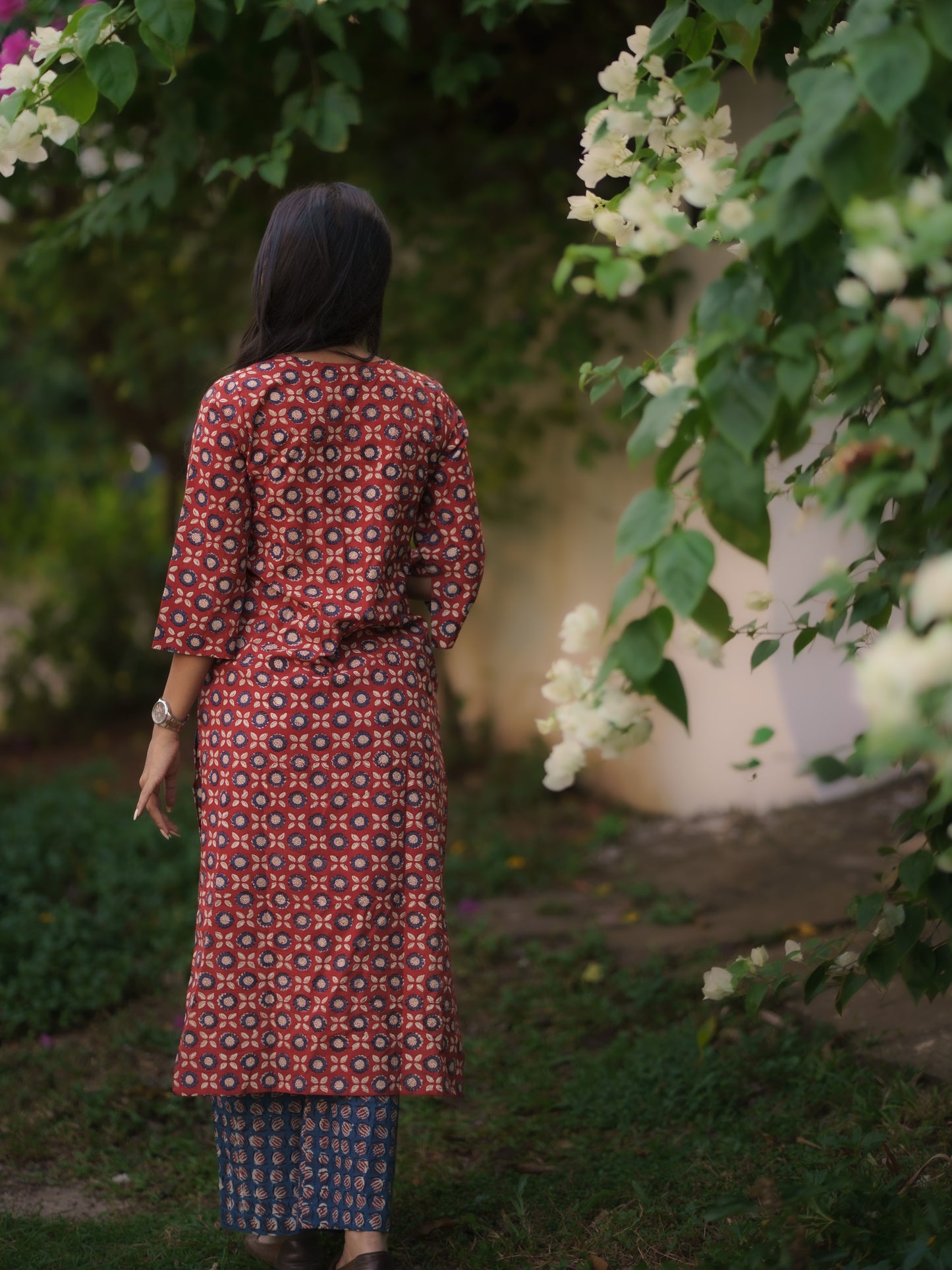 Mandaaram Madder Red Bagru Kurta