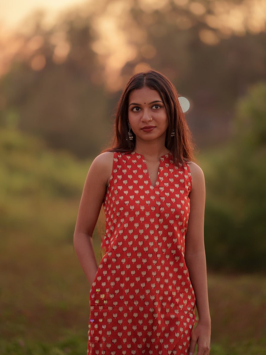 Gamyam Madder Red Bagru Co-ord Set