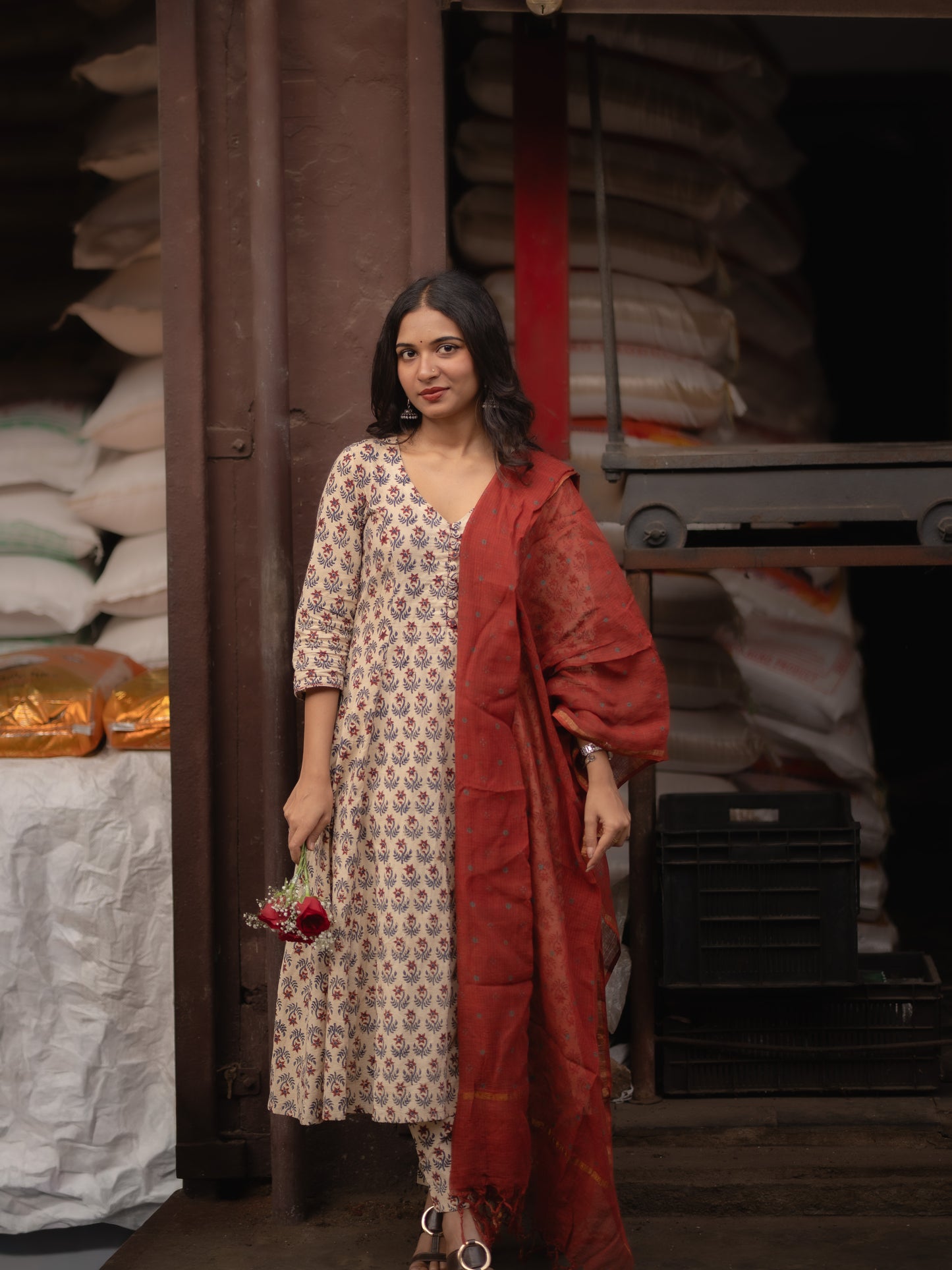 Maya Beige Bagru Co-ord Set