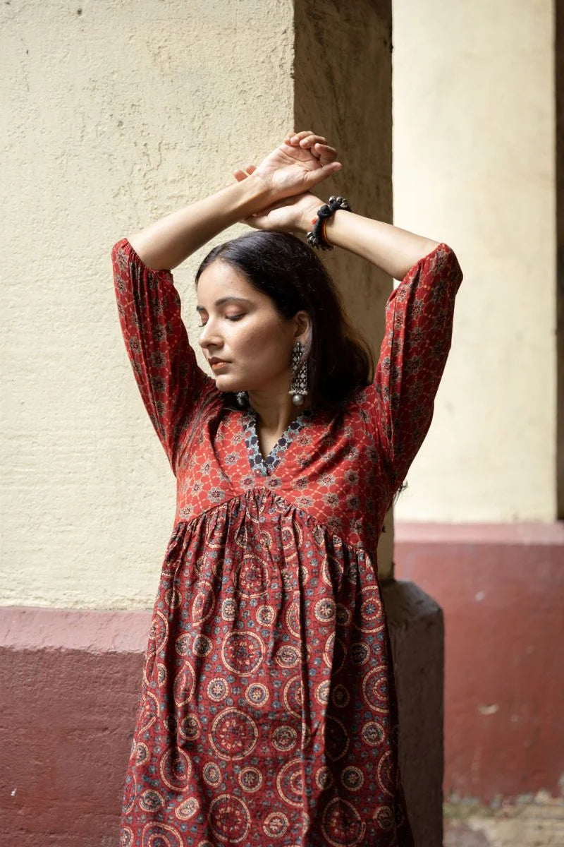 Amer Madder Red Ajrakh Kurta