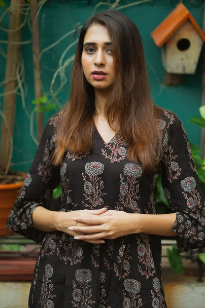Mannat Black Ajrakh Kurta Pant Set WITHOUT Dupatta