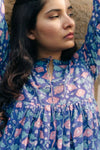 Raabta Peacock Blue Sanganeri Kurta