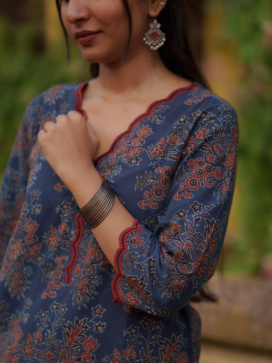 Mann Indigo Ajrakh Farsi Salwar Set