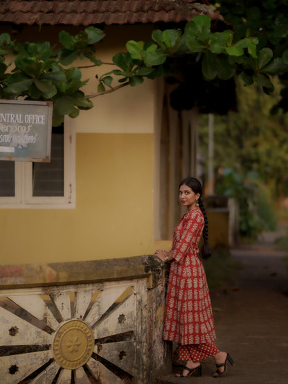Taamara Madder Red Bagru Kurta
