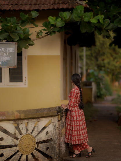 Taamara Madder Red Bagru Kurta