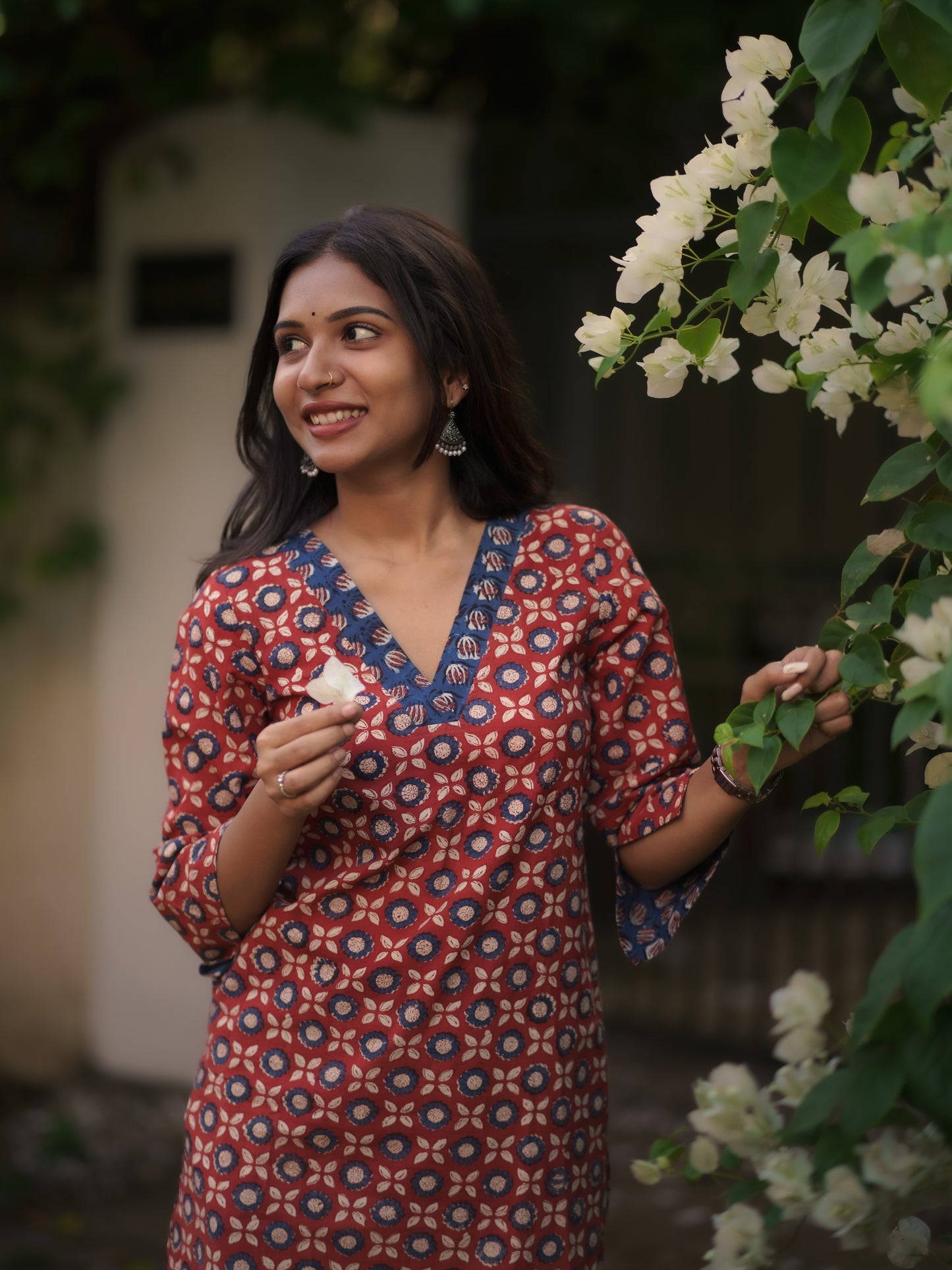 Mandaaram Madder Red Bagru Kurta