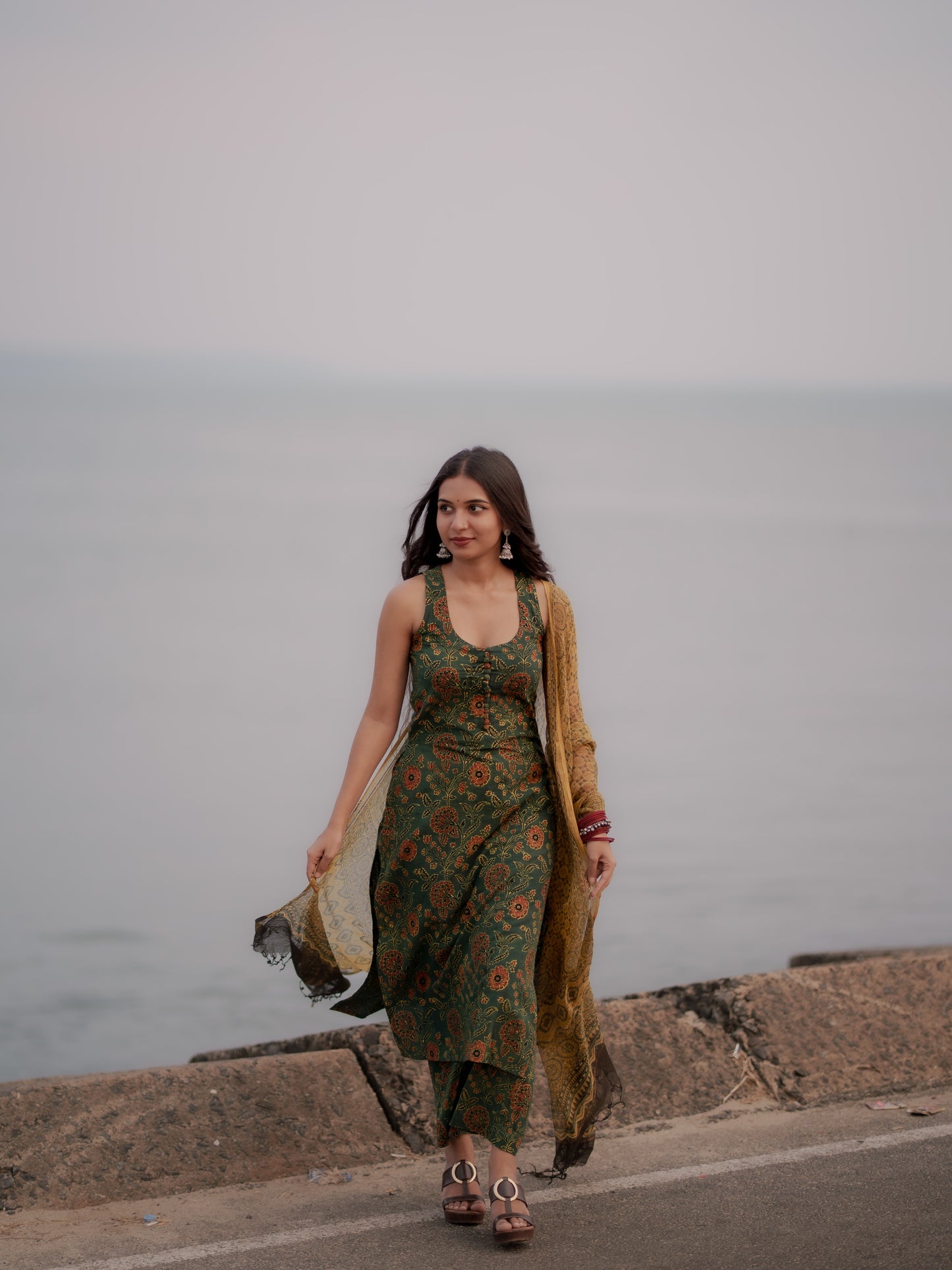 Varnam Hara Ajrakh Co-ord Set