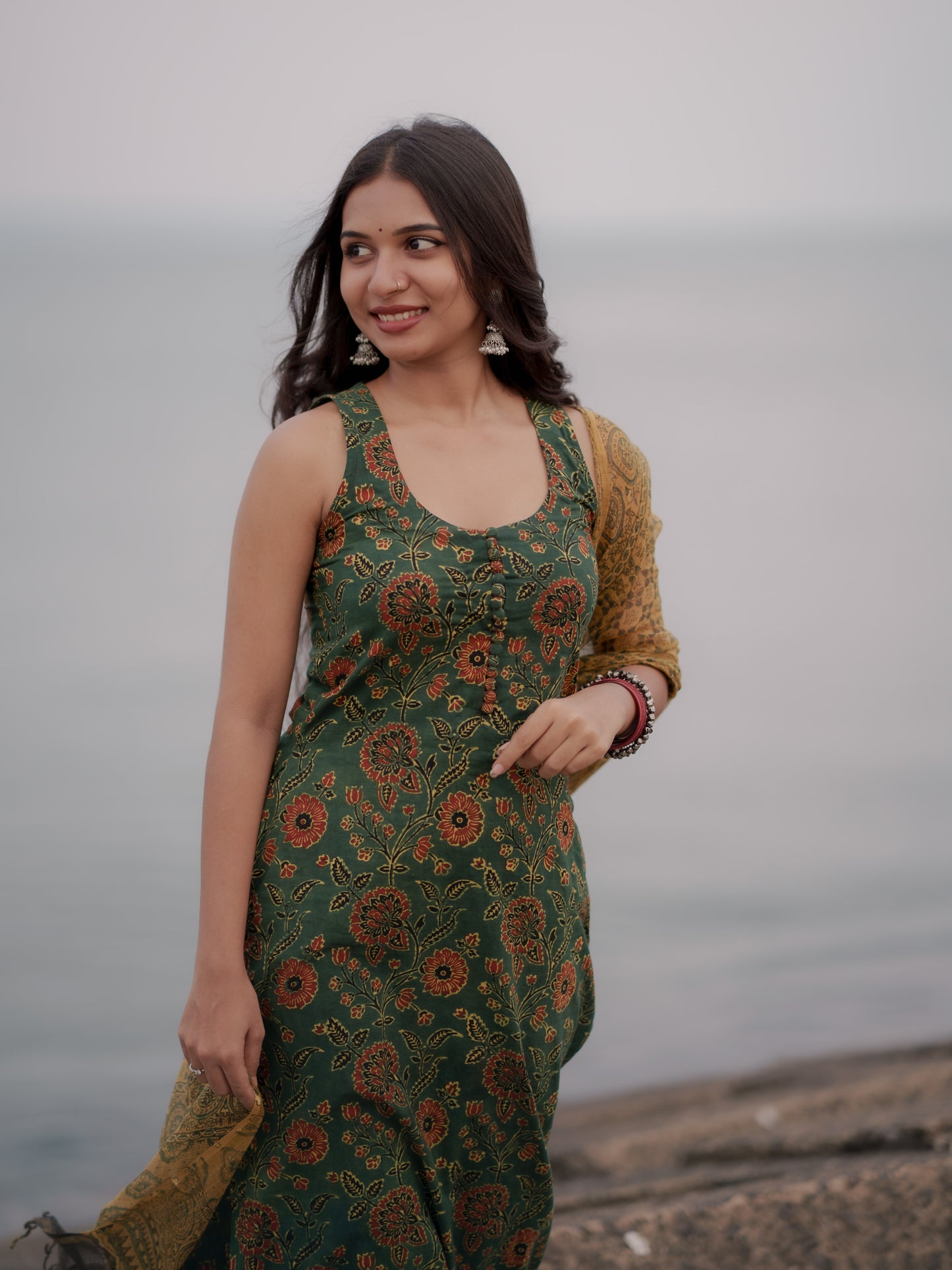 Varnam Hara Ajrakh Co-ord Set