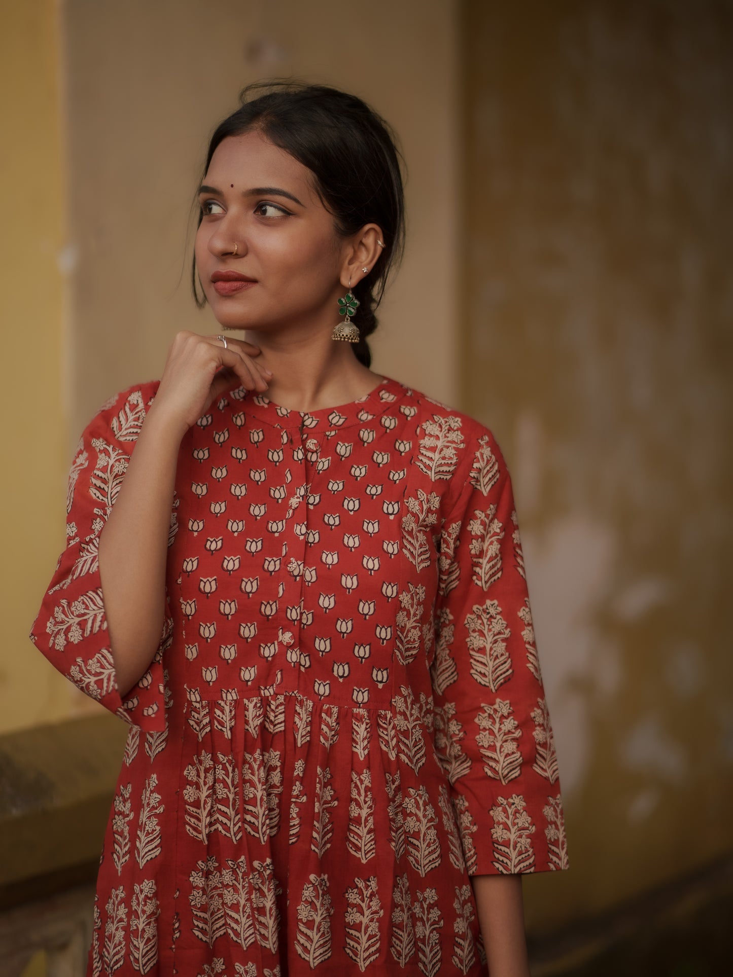 Taamara Madder Red Bagru Kurta