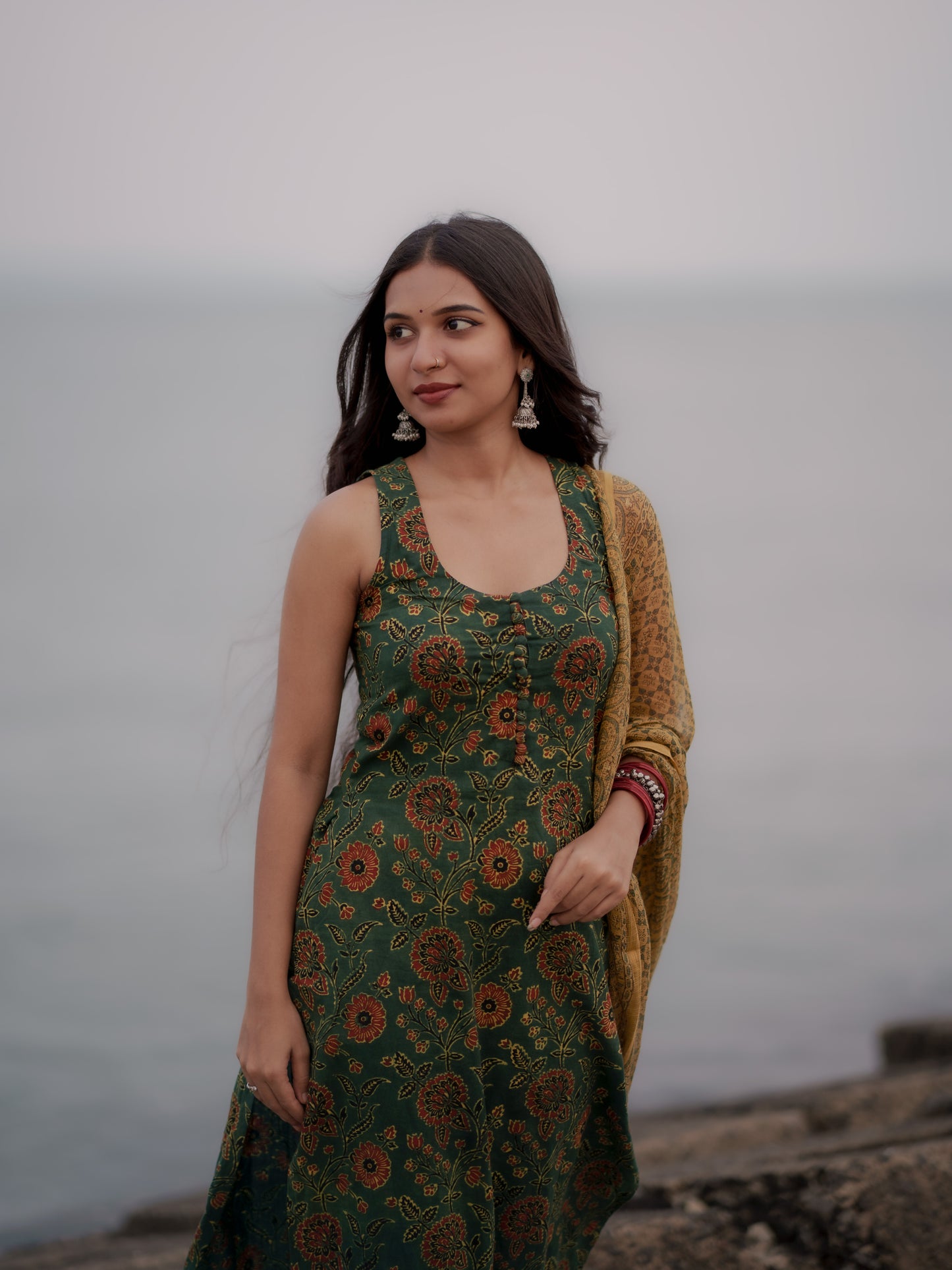 Varnam Hara Ajrakh Co-ord Set