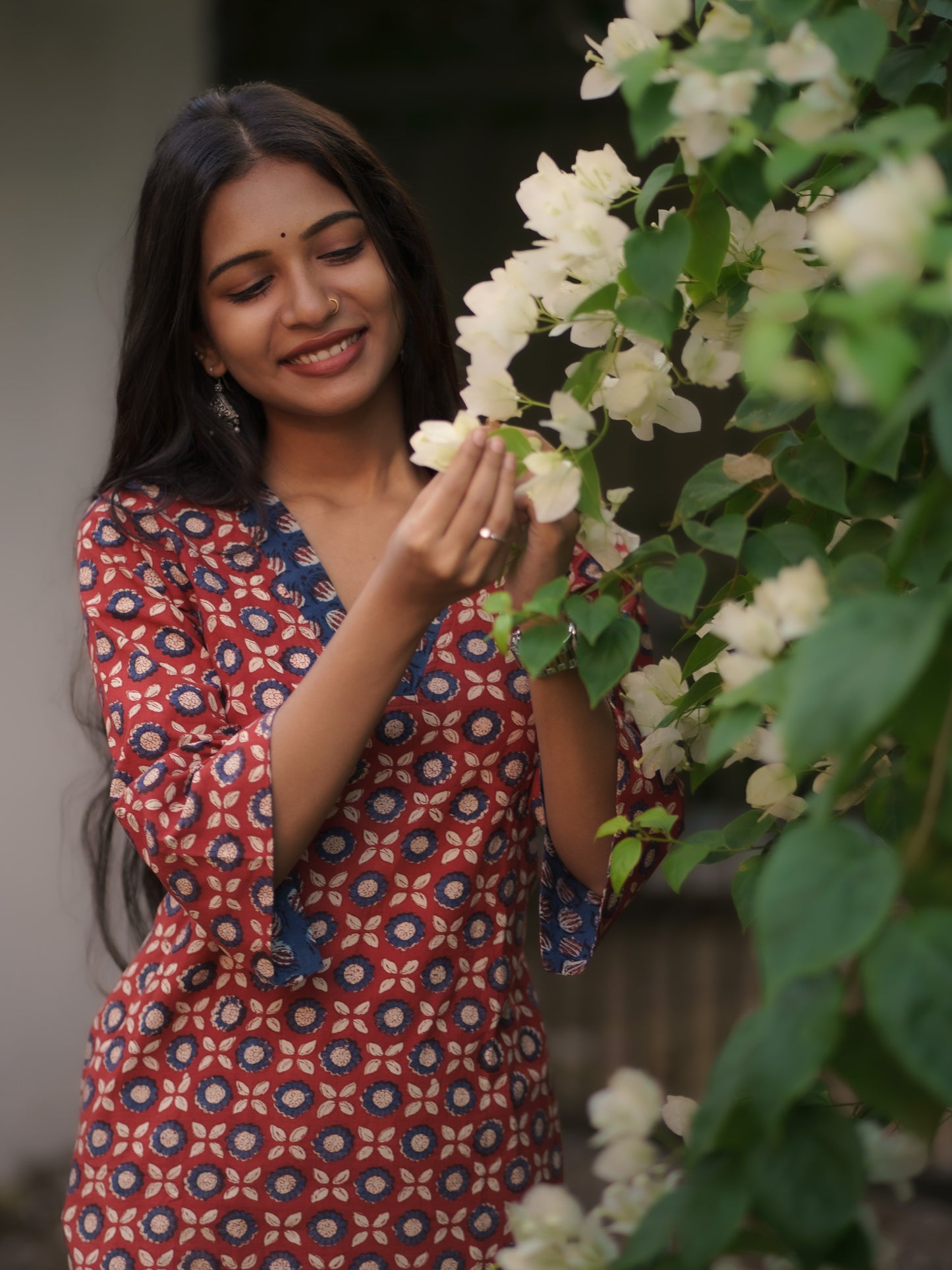 Mandaaram Madder Red Bagru Kurta